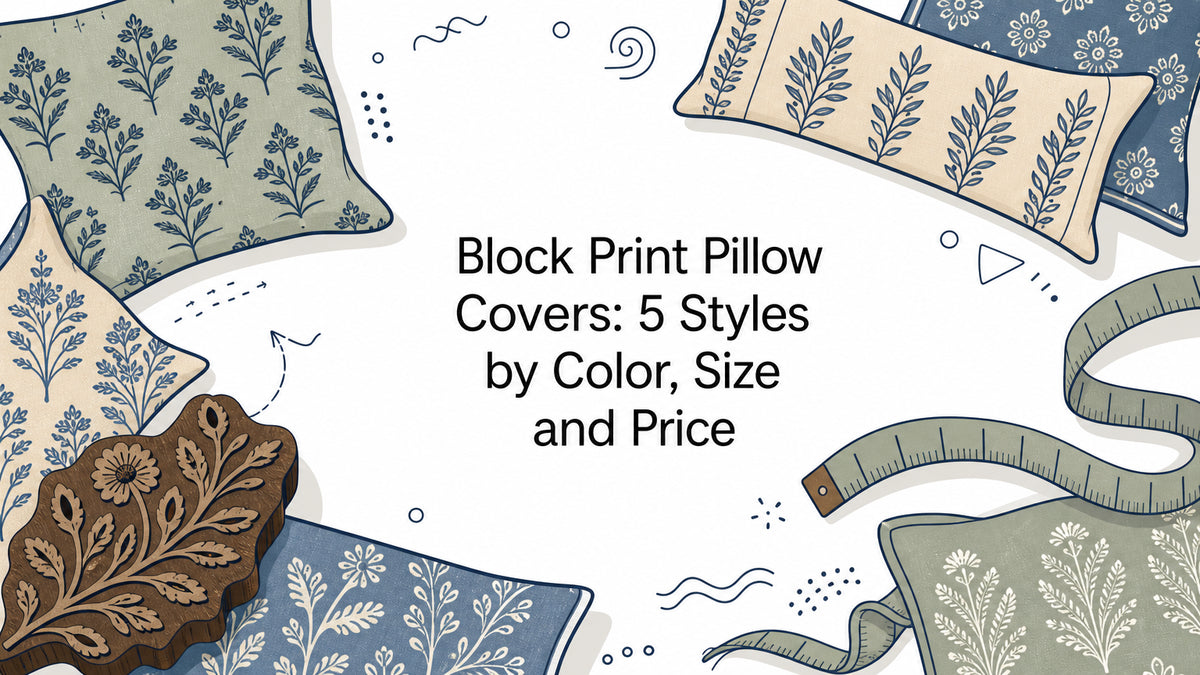Block Print Pillow Covers: 5 Styles by Color, Size and Price