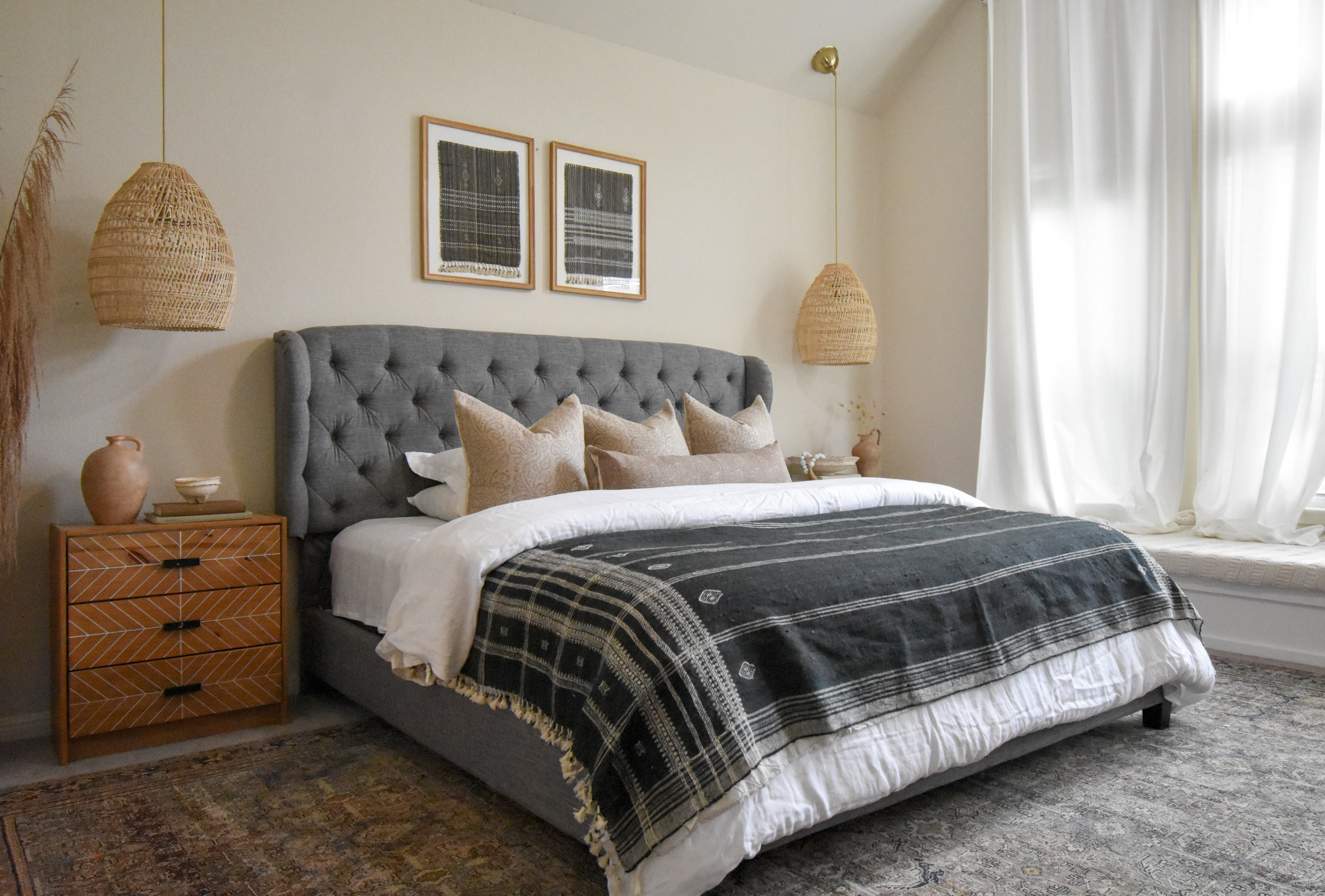 Indian Wool Blanket, Black Couch Throw, Large Couch Cover, Sofa Coverlet, Woolen Bedspread, Charcoal Bed Cover, New House Present - ONYX