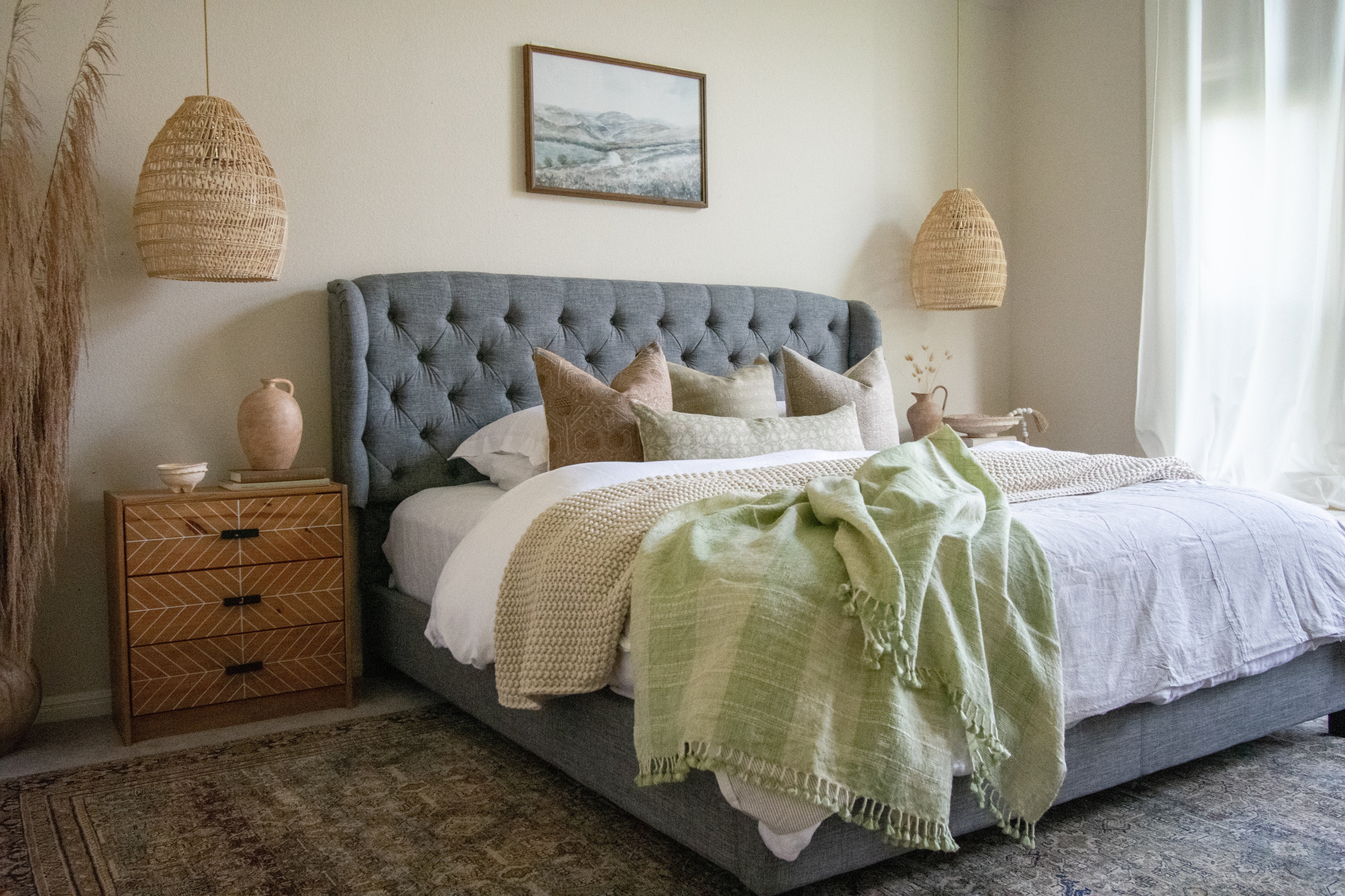 Sage Indian Blankets, Wool Throw Bed-Runner, Couch Throw Cover, Green Luxurious Bedspread, Green Wool Coverlet, Household Gifts - SAGE