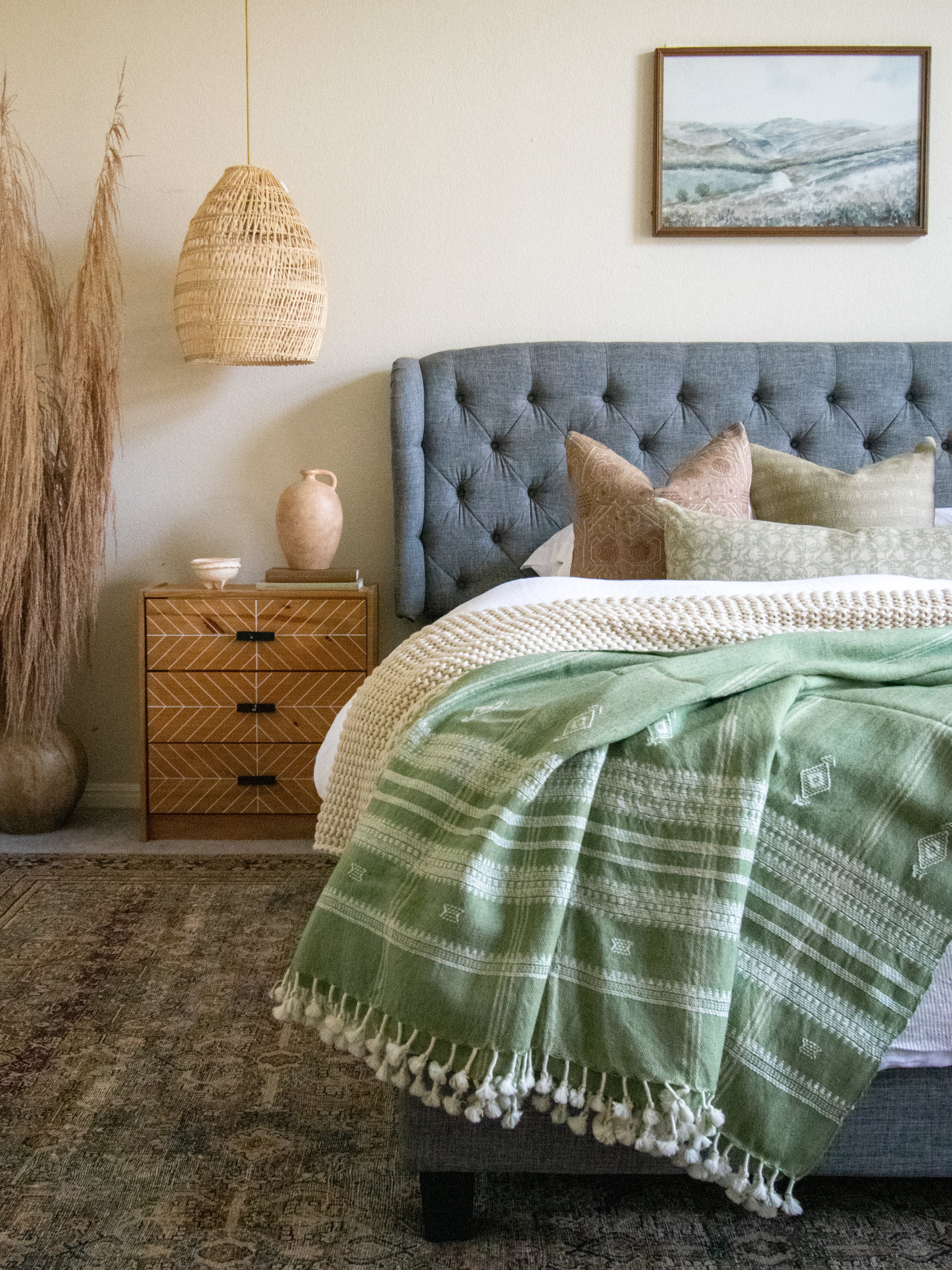 Sage Couch Throw, Indian Coverlet, Green Woolen Sofa Cover, Cute Throw Blanket, Luxurious Bedspread, Bed Runner for Home Sweet Home - EMRALD