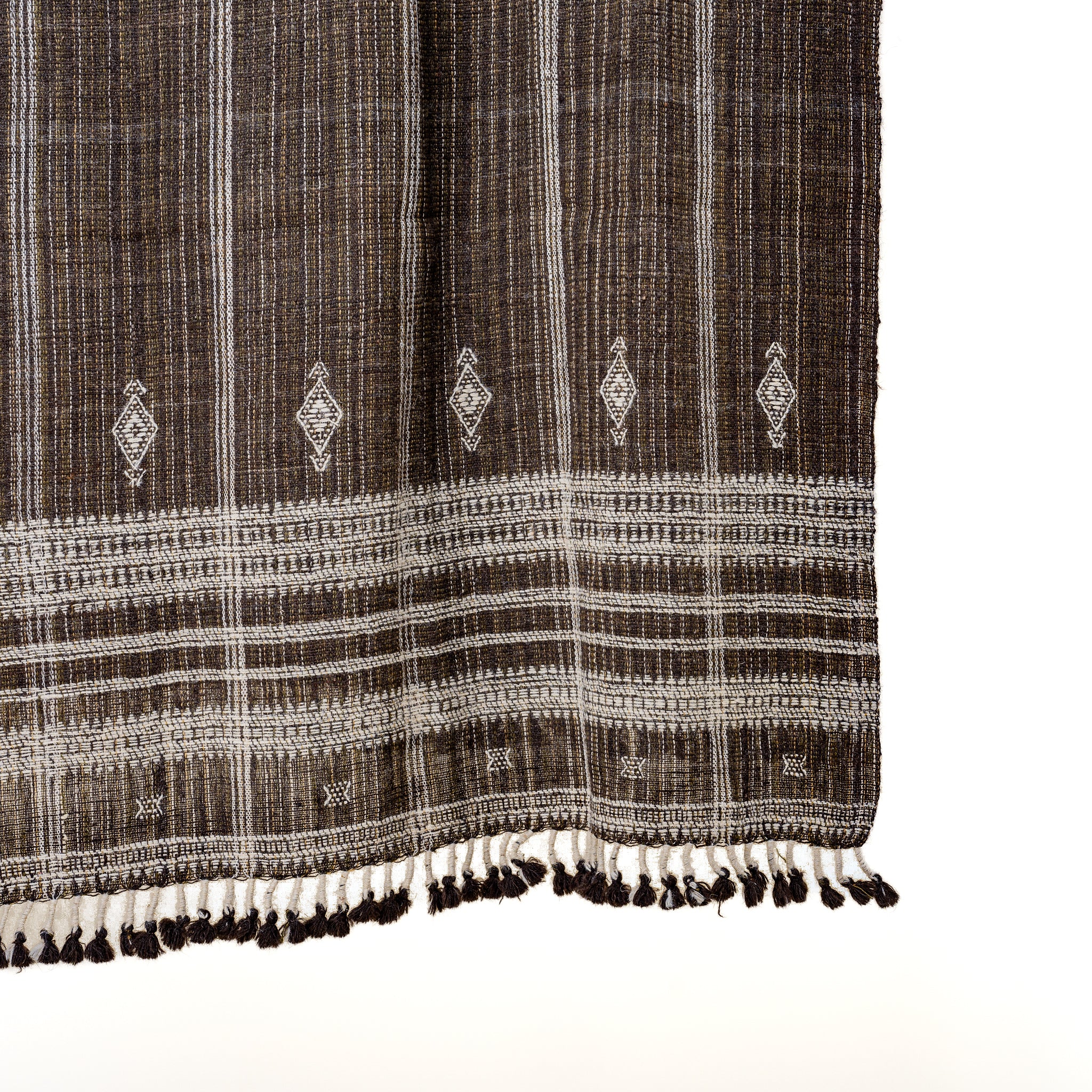 Warm Brown Indian Wool Throw Blanket, Handwoven Sofa Coverlet with Lodge Bedroom Layer - BRONZITE