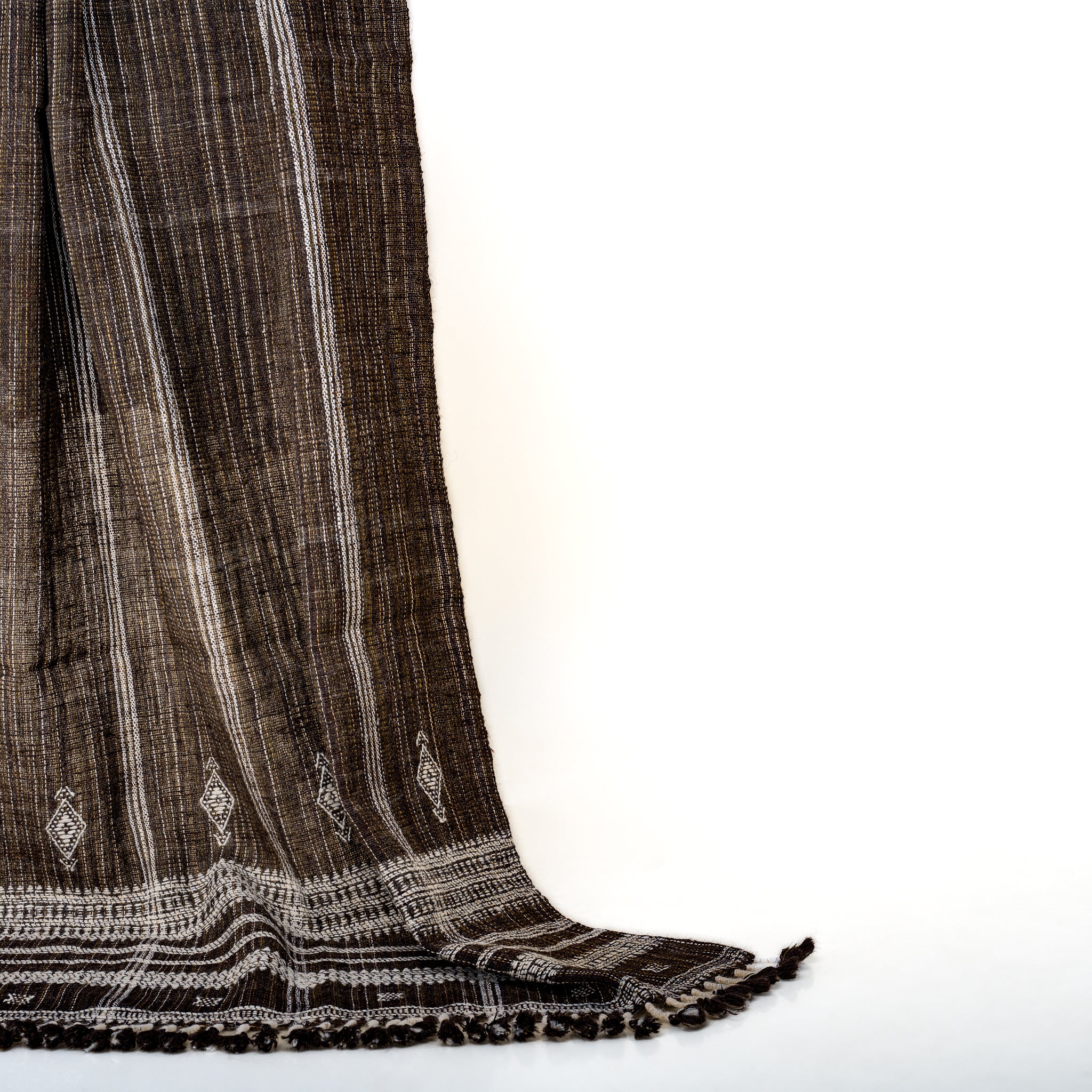 Warm Brown Indian Wool Throw Blanket, Handwoven Sofa Coverlet with Lodge Bedroom Layer - BRONZITE