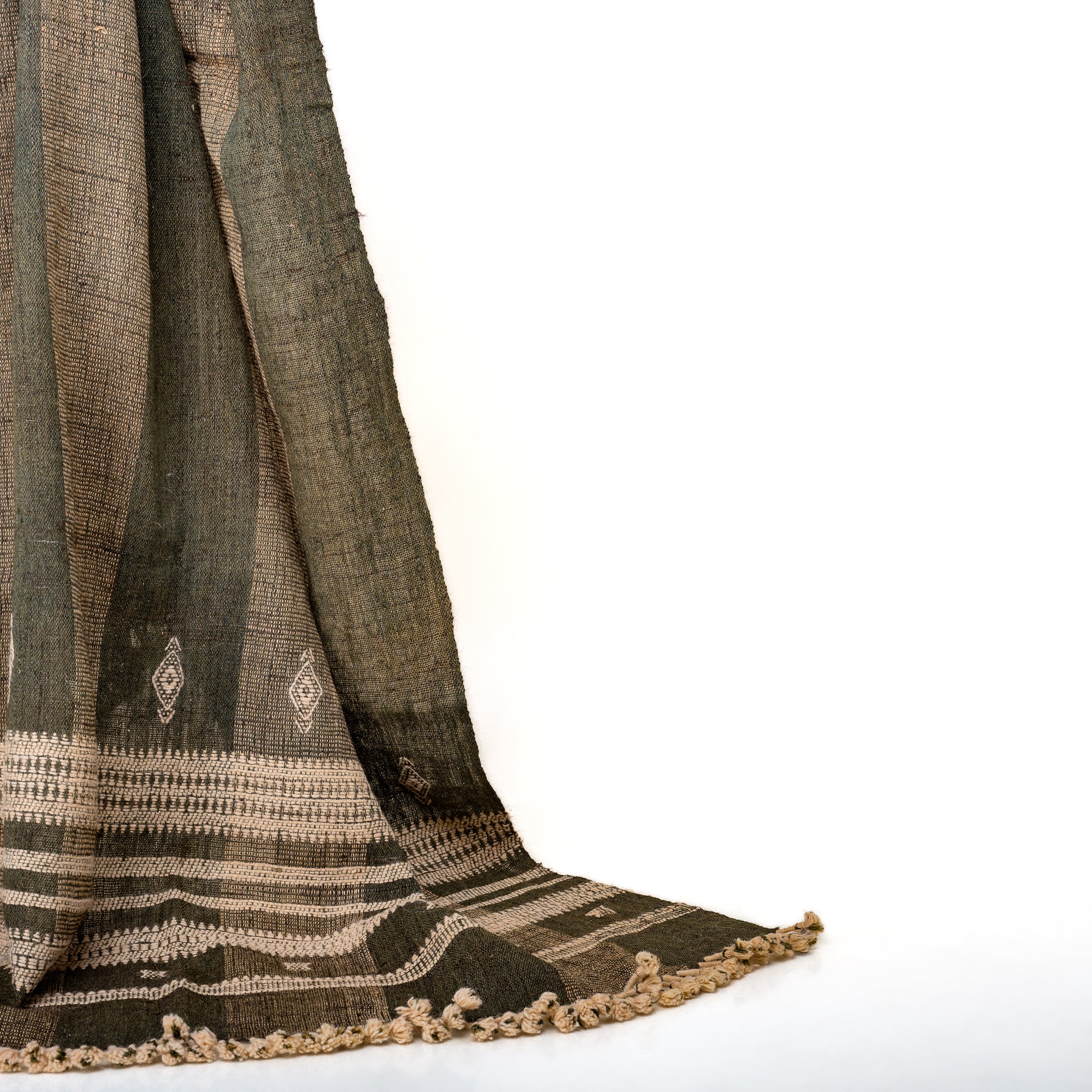 Olive Brown Indian Wool Throw Blanket, Handwoven Sofa Coverlet with Organic Bedroom Accent - ZARAA