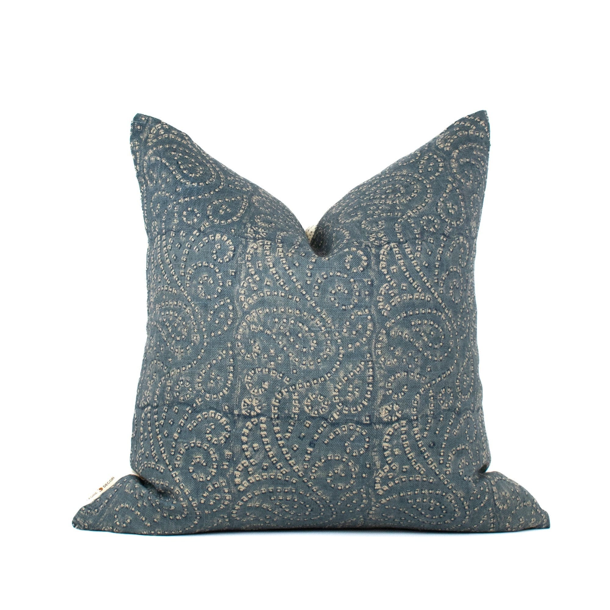Indian Long Sofa Pillowcase, Blocked Floral Design, Neutral Lumbar Cushion Covers For Modern Couch Or Living Room - TULJA TEAL
