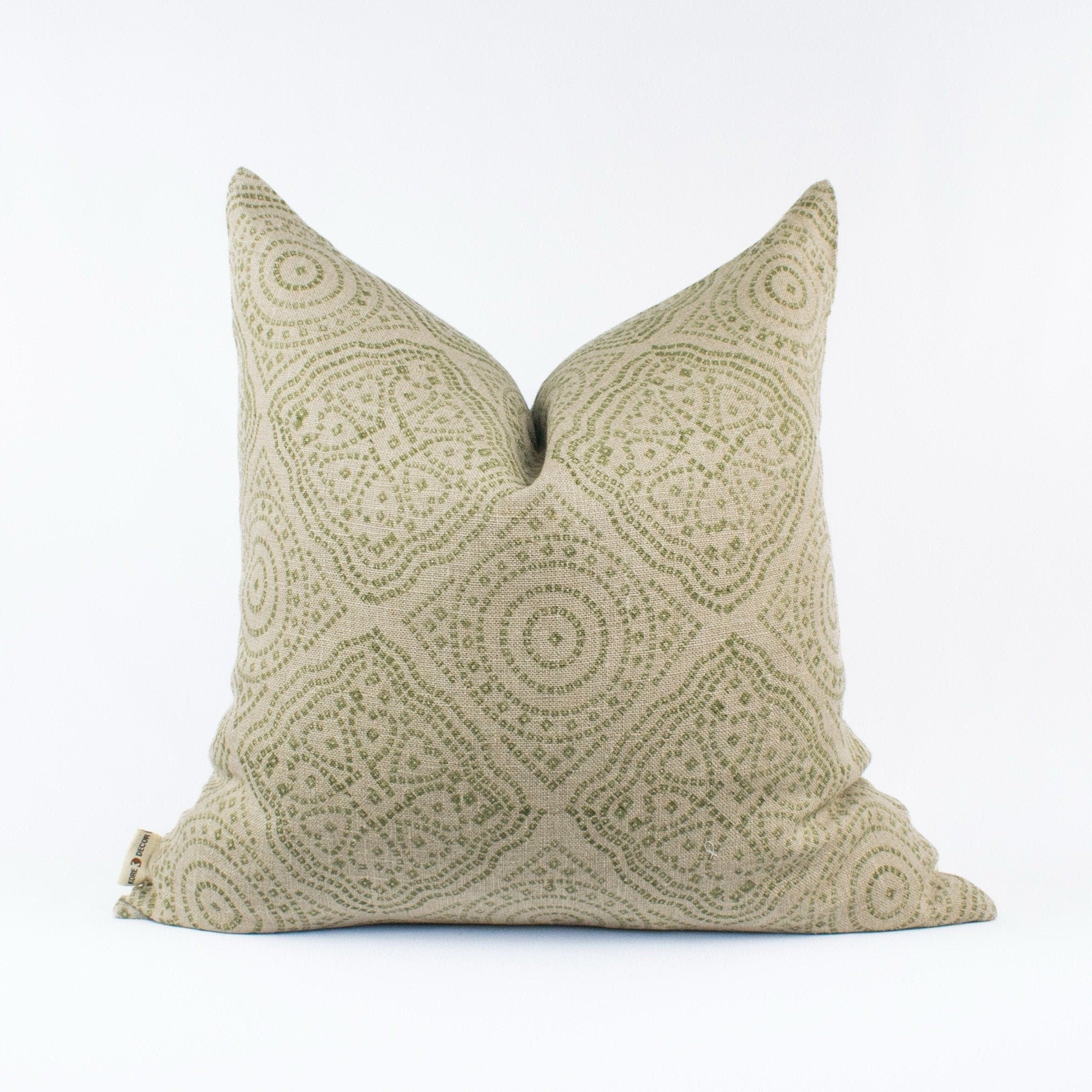 Block Printed Linen Cotton Pillow, Linen Cushion Cover, Indian Design, Artisan Couch Or Bed Throw Style, New Home Present - JIJA FOREST BL