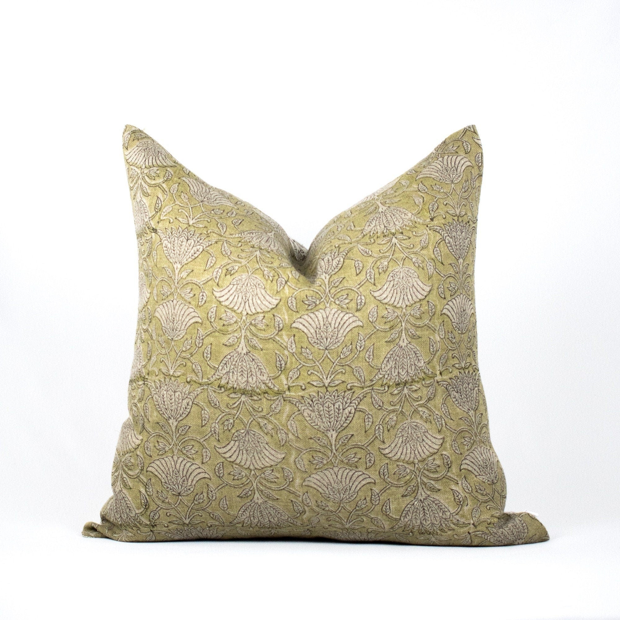 Neutral Linen Cushion, Indian Block Prints, Lumbar Pillowcase Design, Rustic Farmhouse Accent, Perfect Gift For Mother - AHILYA MINT