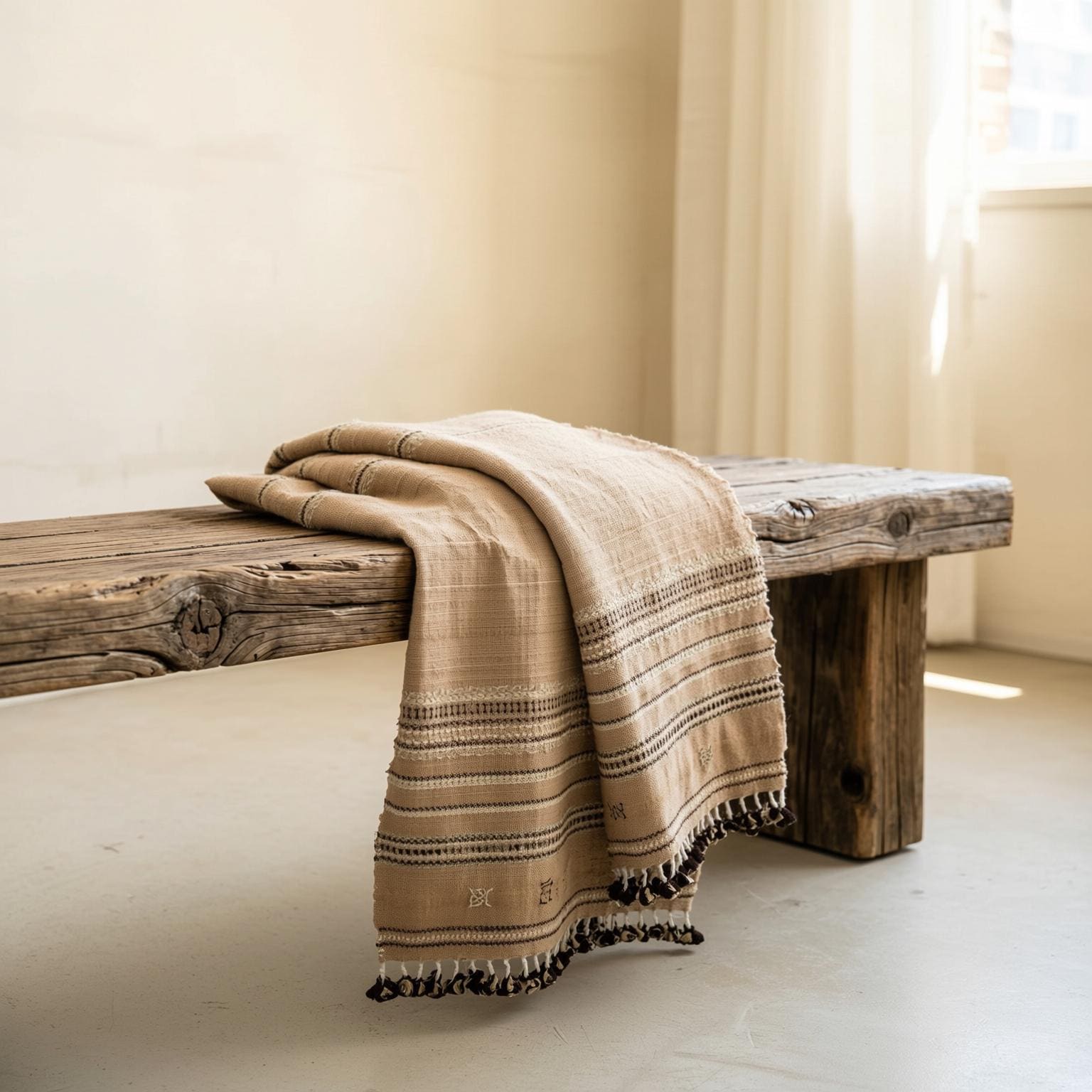 Rust Orange Indian Wool Throw Blanket, Handwoven Couch Coverlet with Warm Bedroom Accent - SUNSTONE