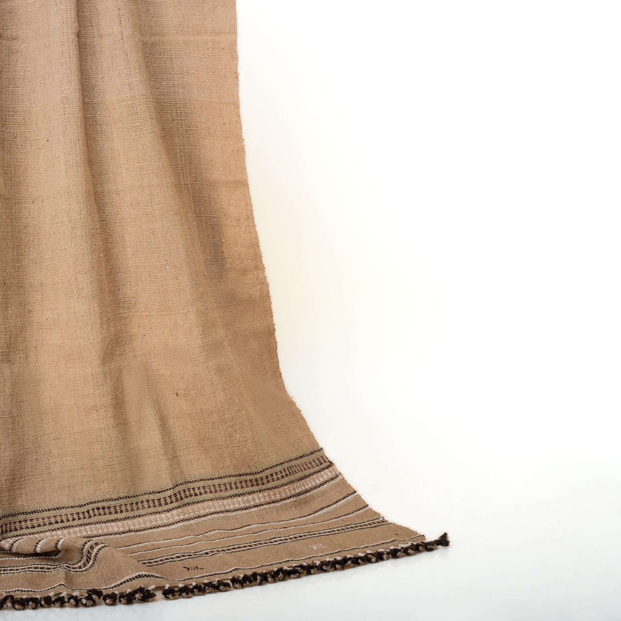 Orange Tan Indian Wool Throw Blanket, Handwoven Couch Coverlet with Heritage Bed Accent - PRAVALA