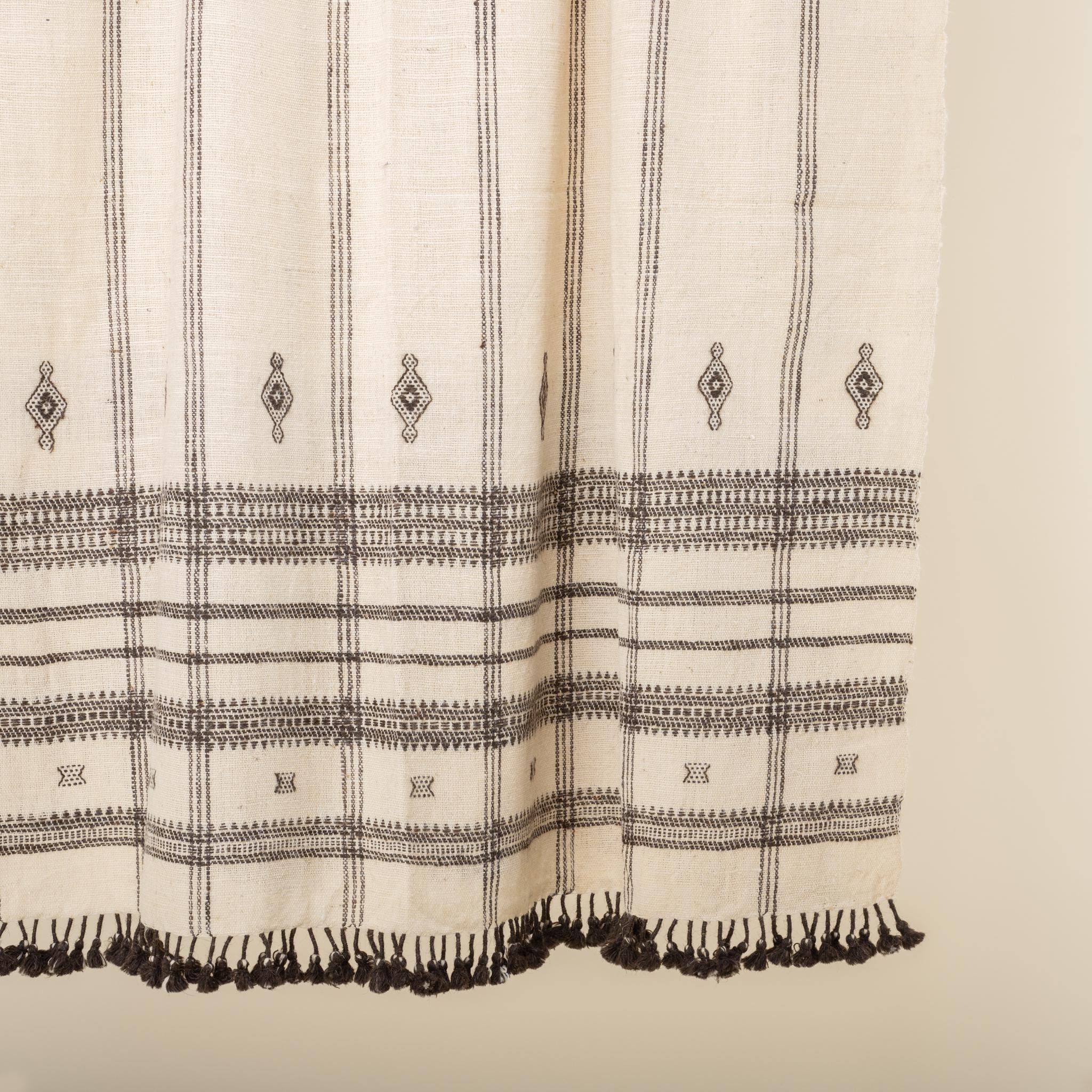 Off White Indian Wool Throw Blanket, Handwoven Sofa Coverlet with Neutral Bedroom Layer - PEARL