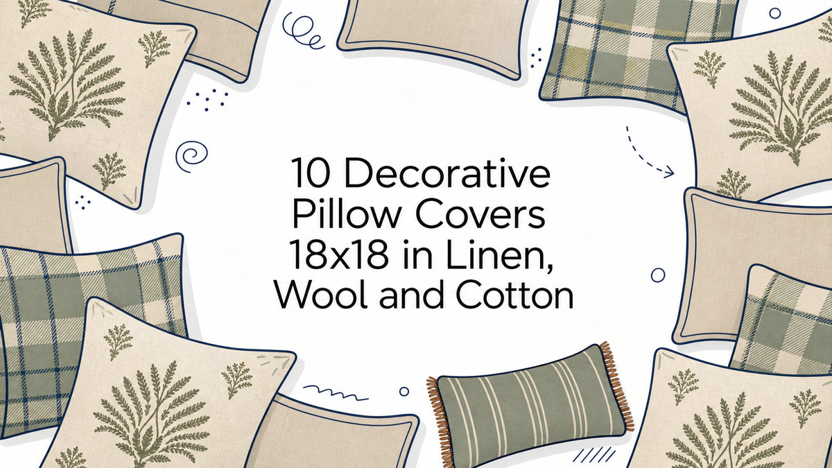10 Decorative Pillow Covers 18x18 in Linen, Wool and Cotton