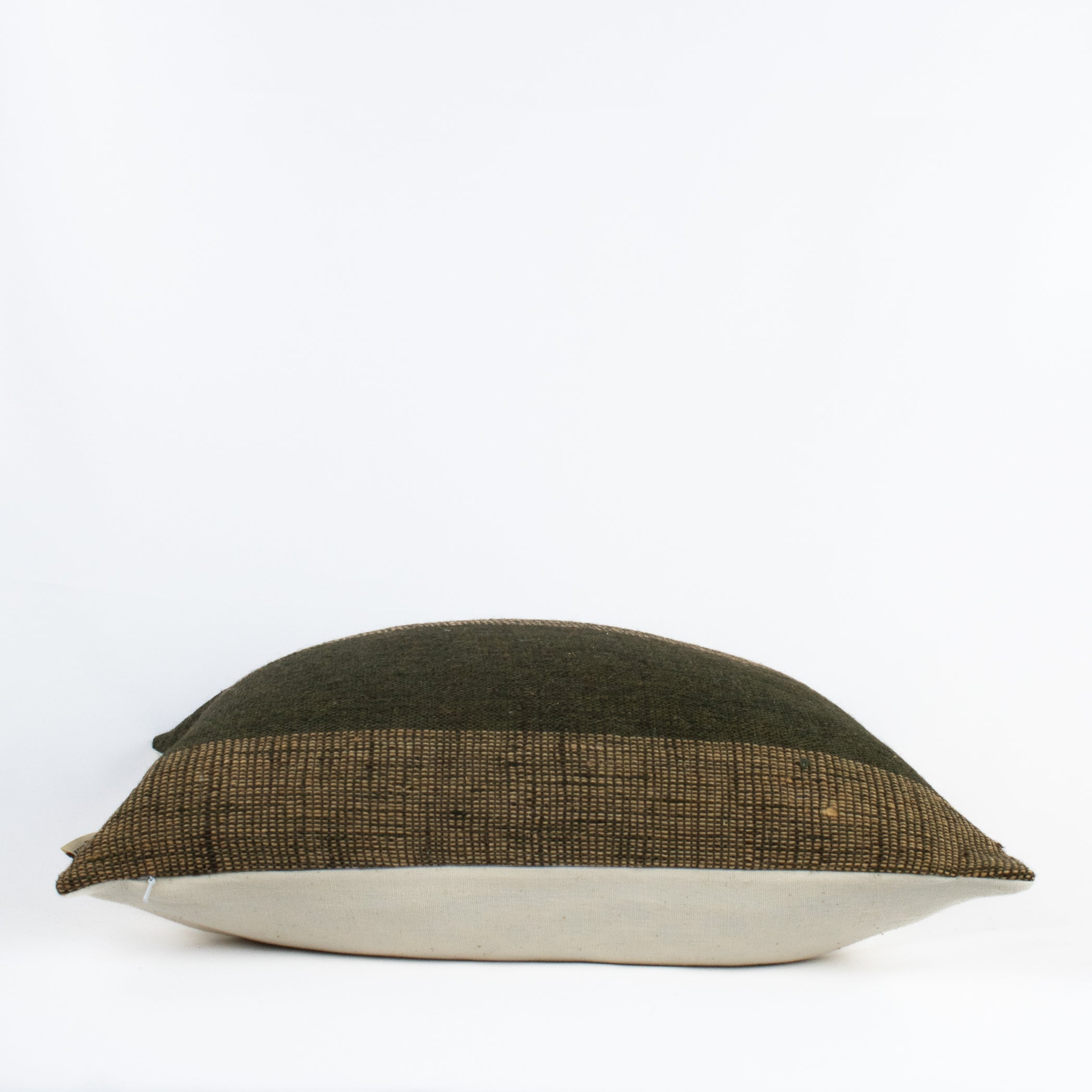 Indian Wool Olive Brown Accent Throw Pillow Cover - Handmade with Sleek Striped Design : ZARA SIYA