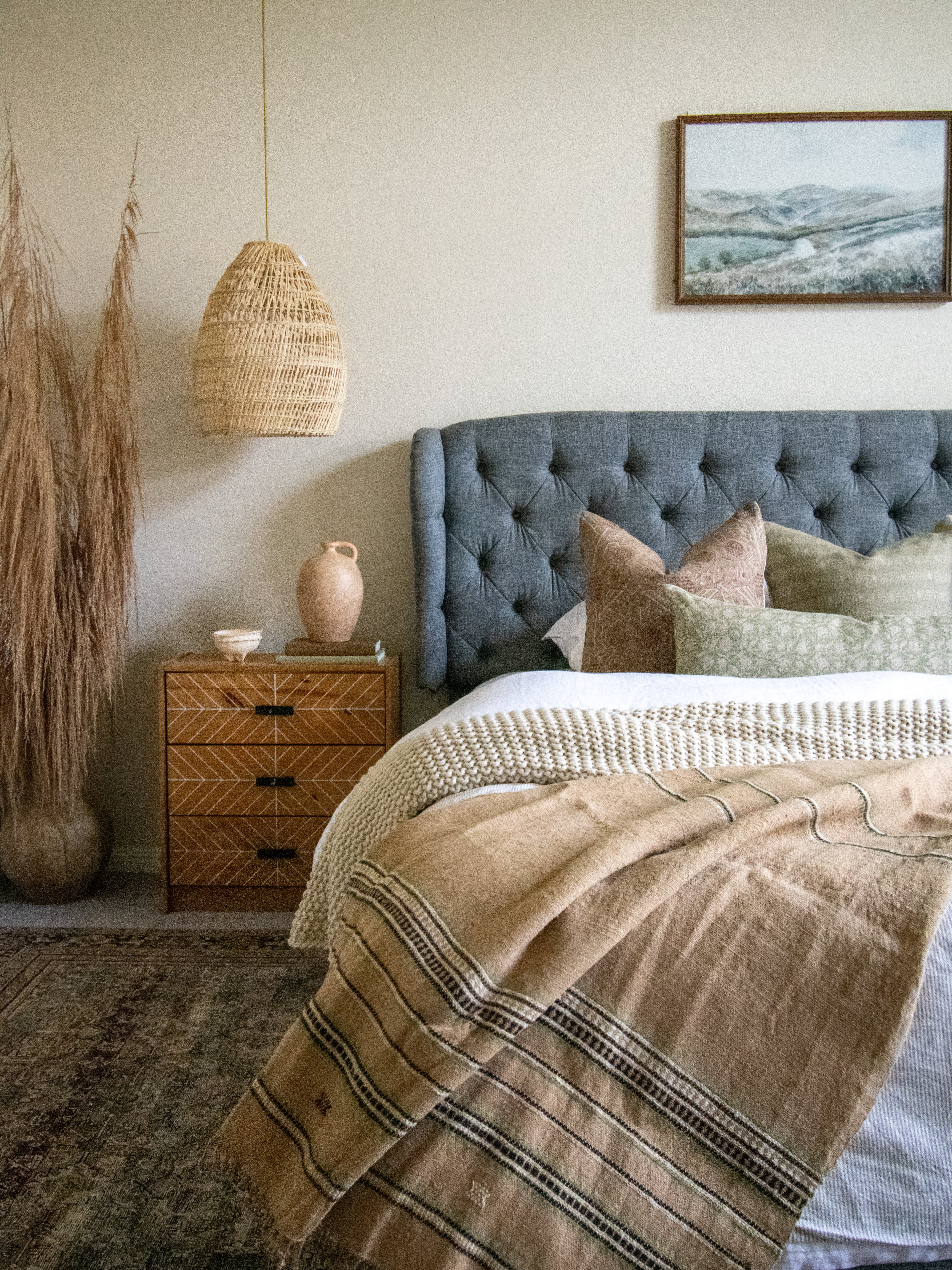 Tan Orange Hues of Bhujodi Sofa Blanket Hand-loomed from Hand-Spun, Hand-Dyed Indian Wool : SUNSTONE