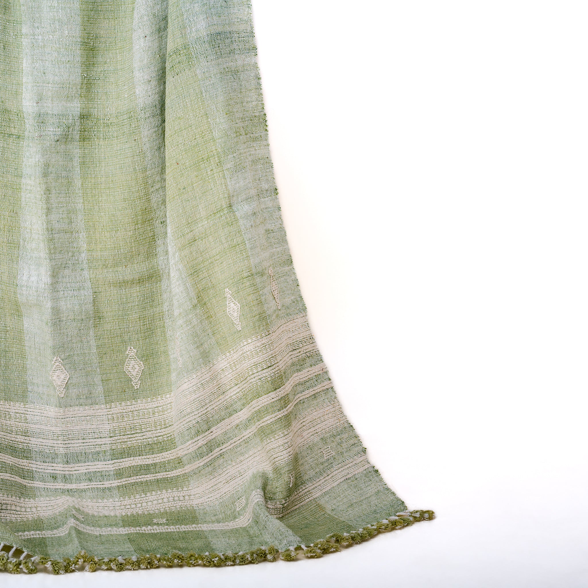 Soft Green Indian Wool Throw Blanket, Handwoven Sofa Coverlet with Quiet Calm Bedroom Layer - SAGE