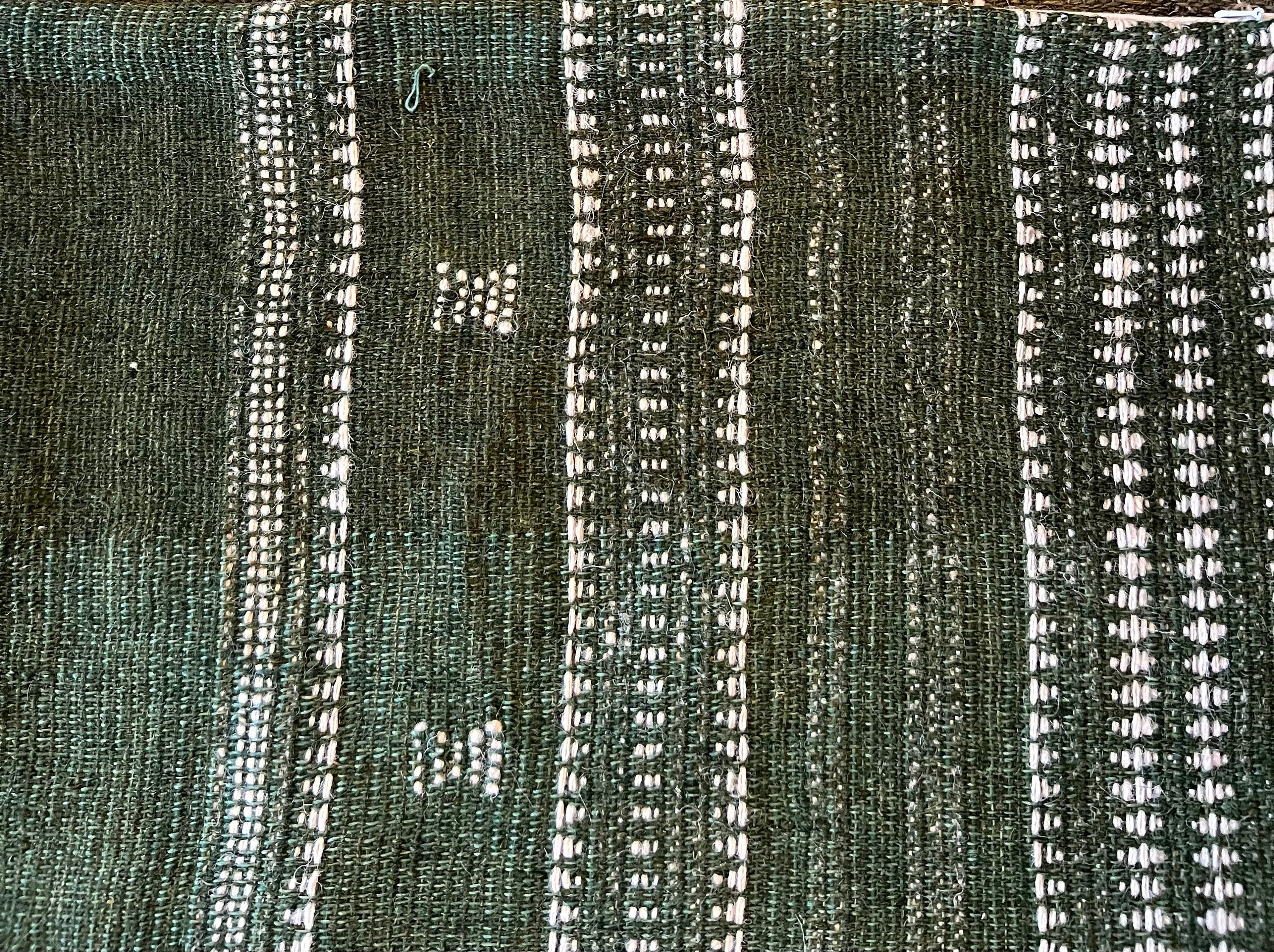 Green Accent Handmade Indian Wool Decorative Throw Pillow Cover with Tassels : ERICA AADYA