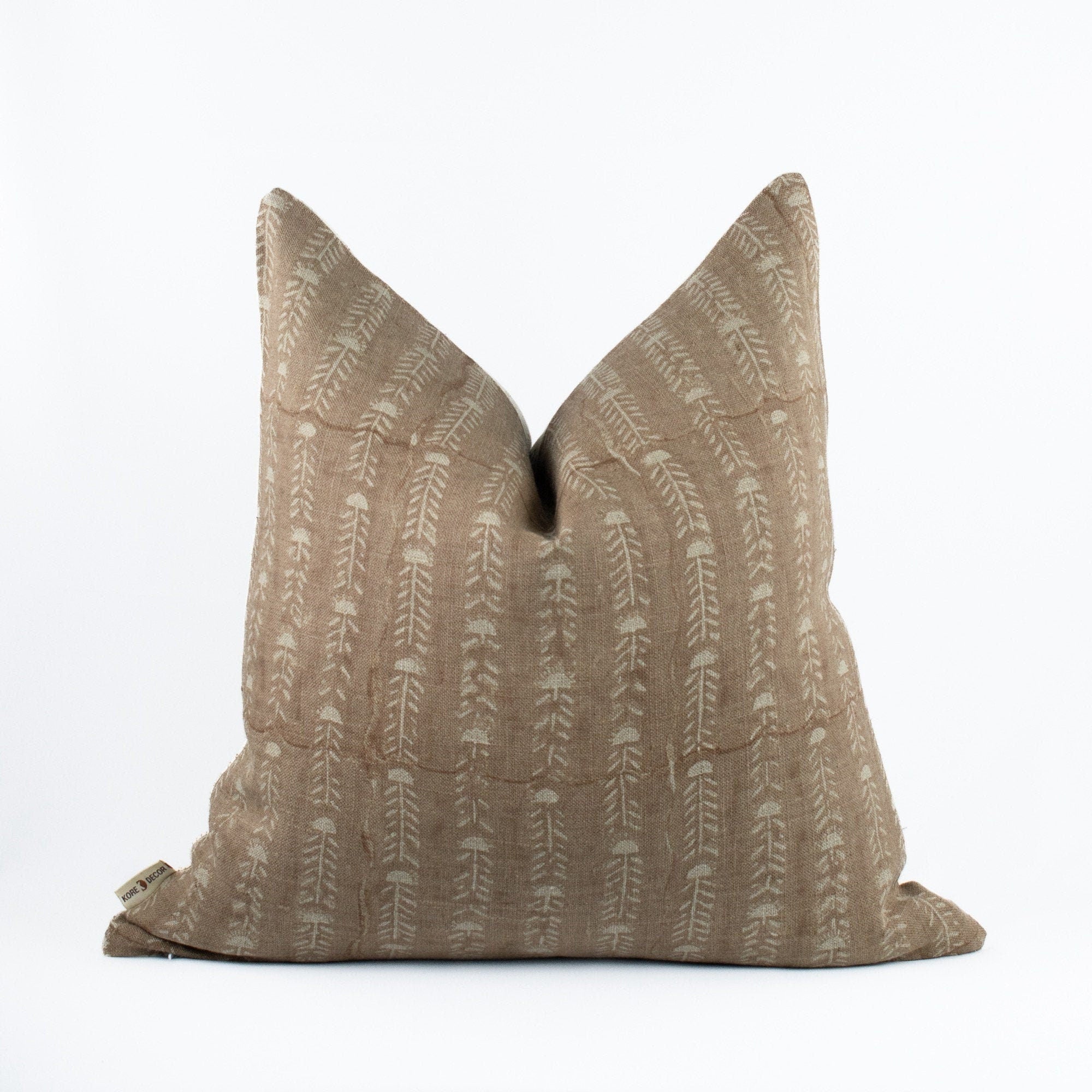 Linen Pillow Covers For Sofa, Blockprinted Cotton Back, Decorative Lumbar Design, Indian-Inspired Handmade Look - BELA SLATE OL