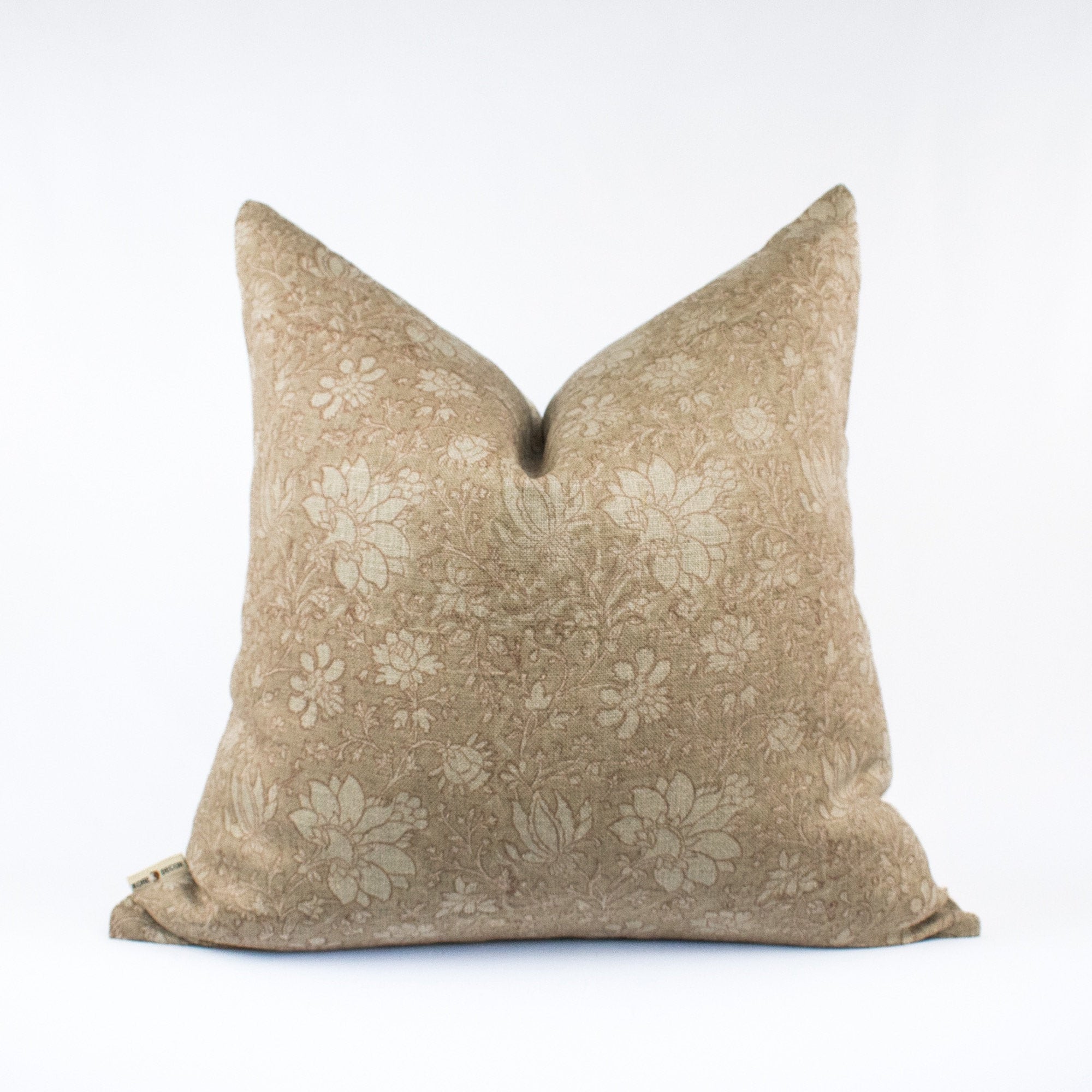 Linen Pillow Case, Indian Artisan Design, Handprinted Or Blocked Floral Accent, Cozy Lumbar Pillow Look, New Homeowner Gift - SAVI STUCCO