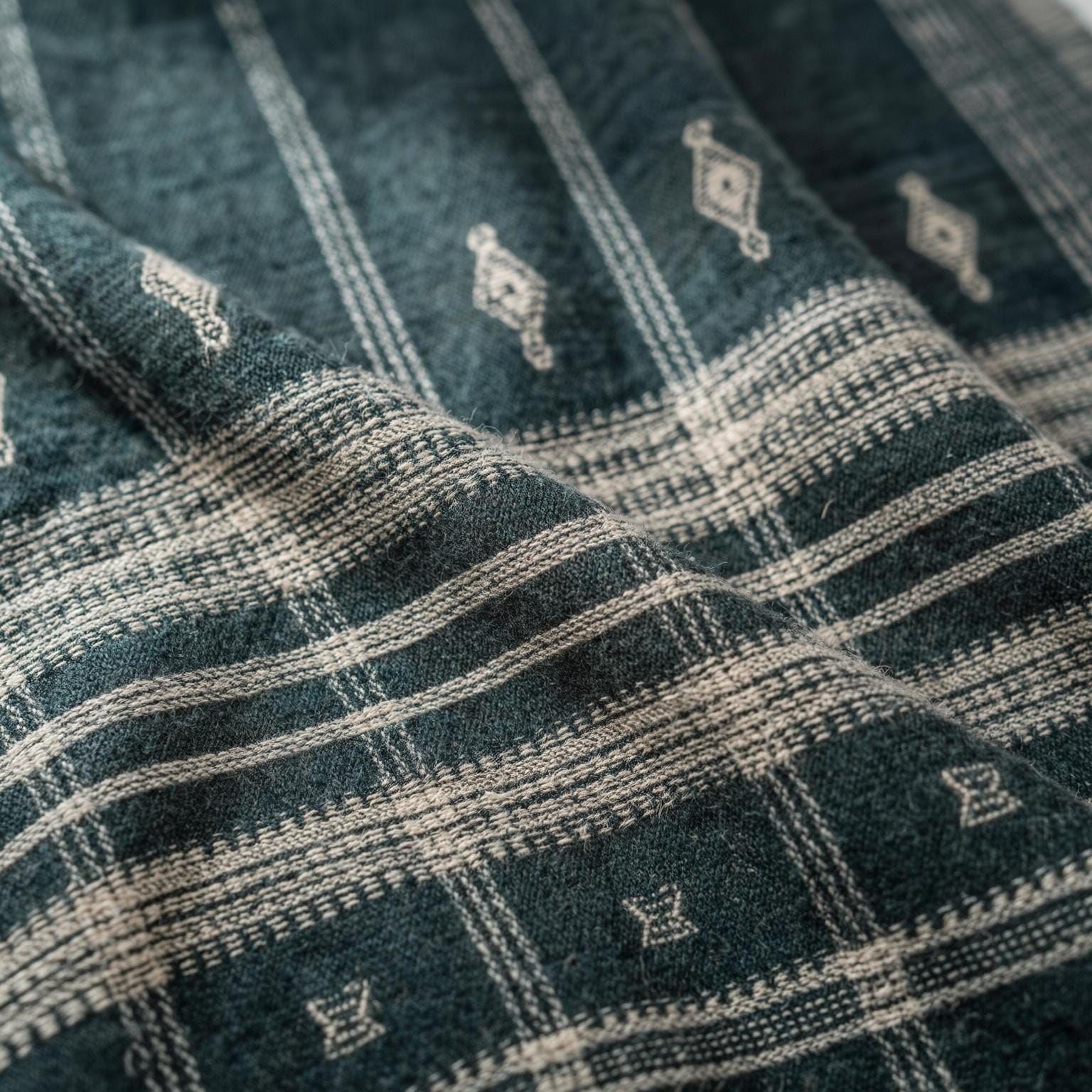 Charcoal Black Indian Wool Throw Blanket, Handwoven Sofa Coverlet & Bed Runner - ONYX