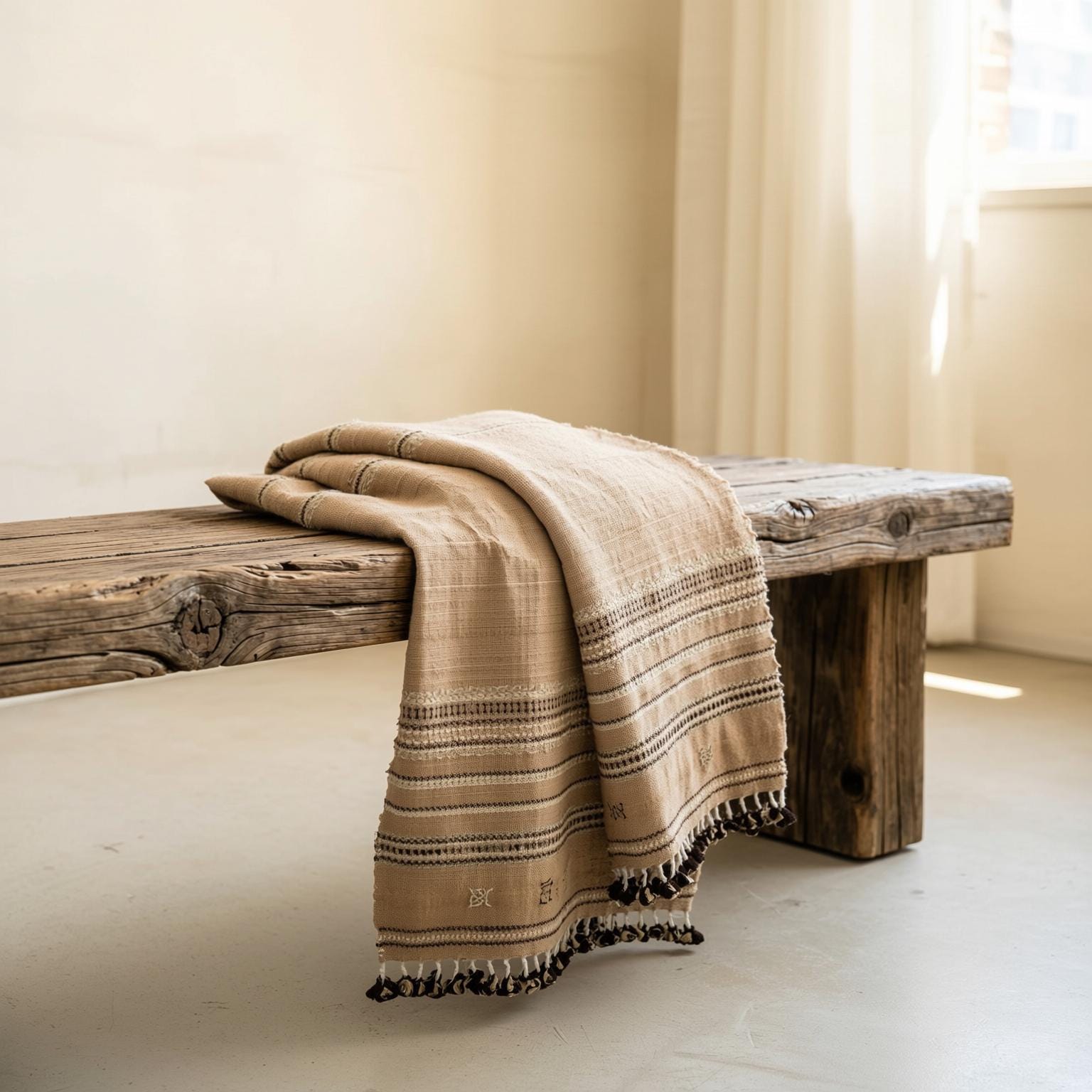 Rust Orange Indian Wool Throw Blanket, Handwoven Sofa Coverlet & Warm Bed Runner - SUNSTONE