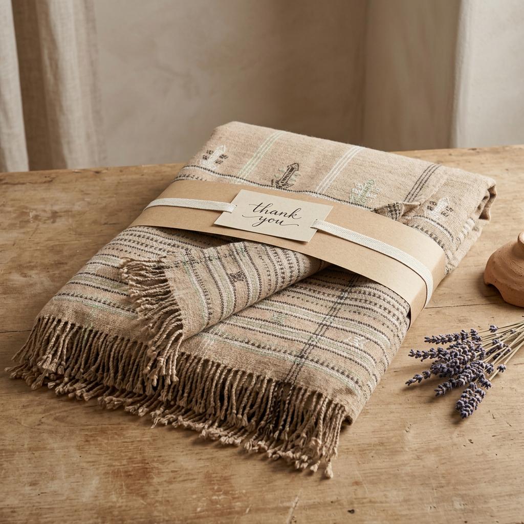 Rust Orange Indian Wool Throw Blanket, Handwoven Sofa Coverlet with Heritage Bedroom Layer - RUBY