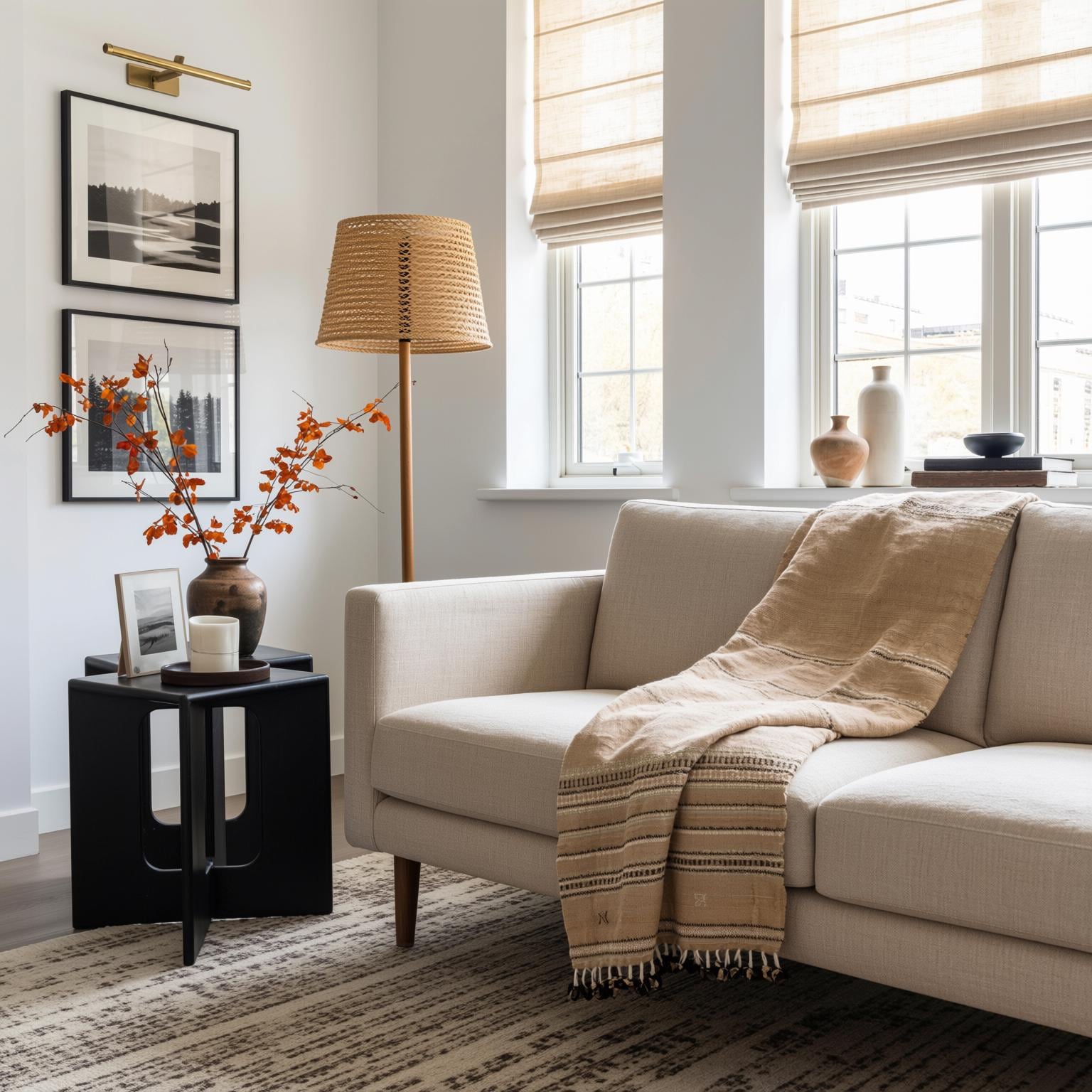 Rust Orange Indian Wool Throw Blanket, Handwoven Couch Coverlet with Warm Bedroom Accent - SUNSTONE