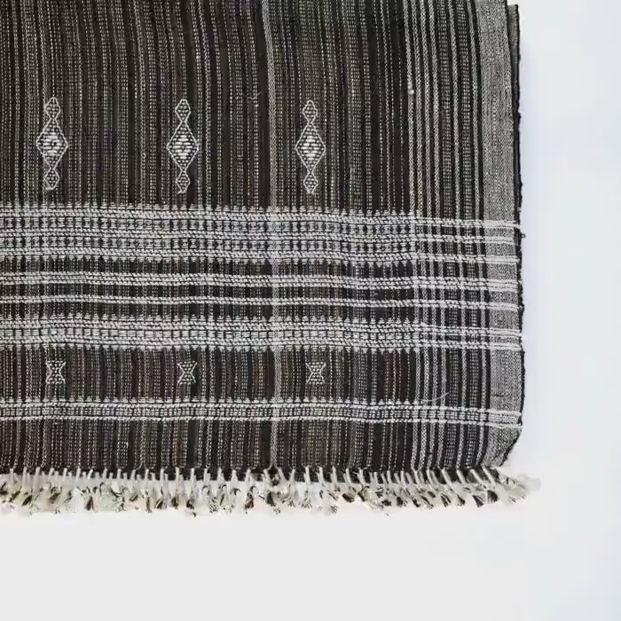 Brown Indian Wool Throw Blanket, Handwoven Sofa Coverlet & Rustic Bed Runner - SPINEL