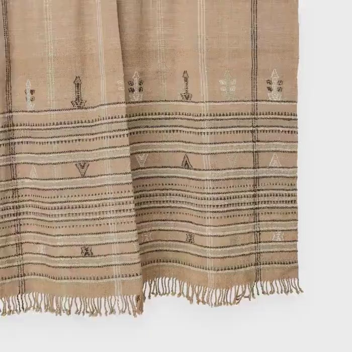 Rust Orange Indian Wool Throw Blanket, Handwoven Sofa Coverlet & Neutral Bed Runner - RUBY