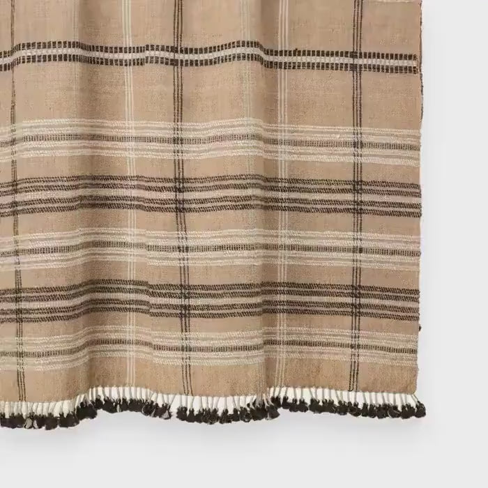 Rust Striped Indian Wool Throw Blanket, Handwoven Sofa Coverlet & Boho Bed Runner - ARUNI