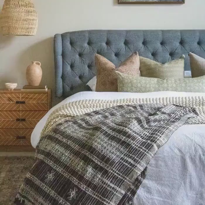 Brown Indian Wool Throw Blanket, Handwoven Sofa Coverlet & Rustic Bed Runner - SPHENE