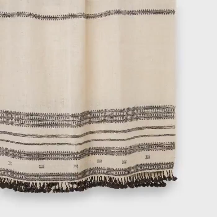 White Indian Wool Throw Blanket, Handwoven Bed Coverlet & Farmhouse Sofa Throw - VAJRA