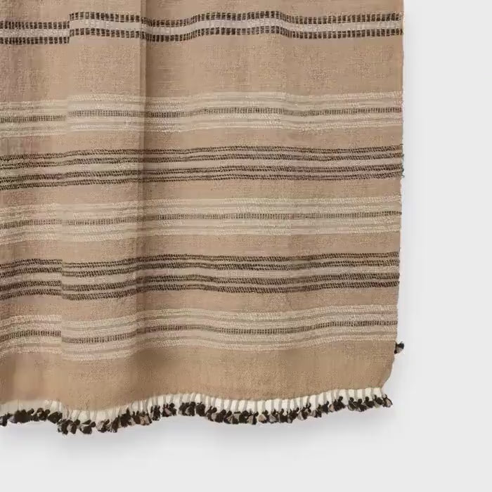 Rust Indian Wool Throw Blanket, Handwoven Sofa Coverlet & Lightweight Bed Runner - MANIK